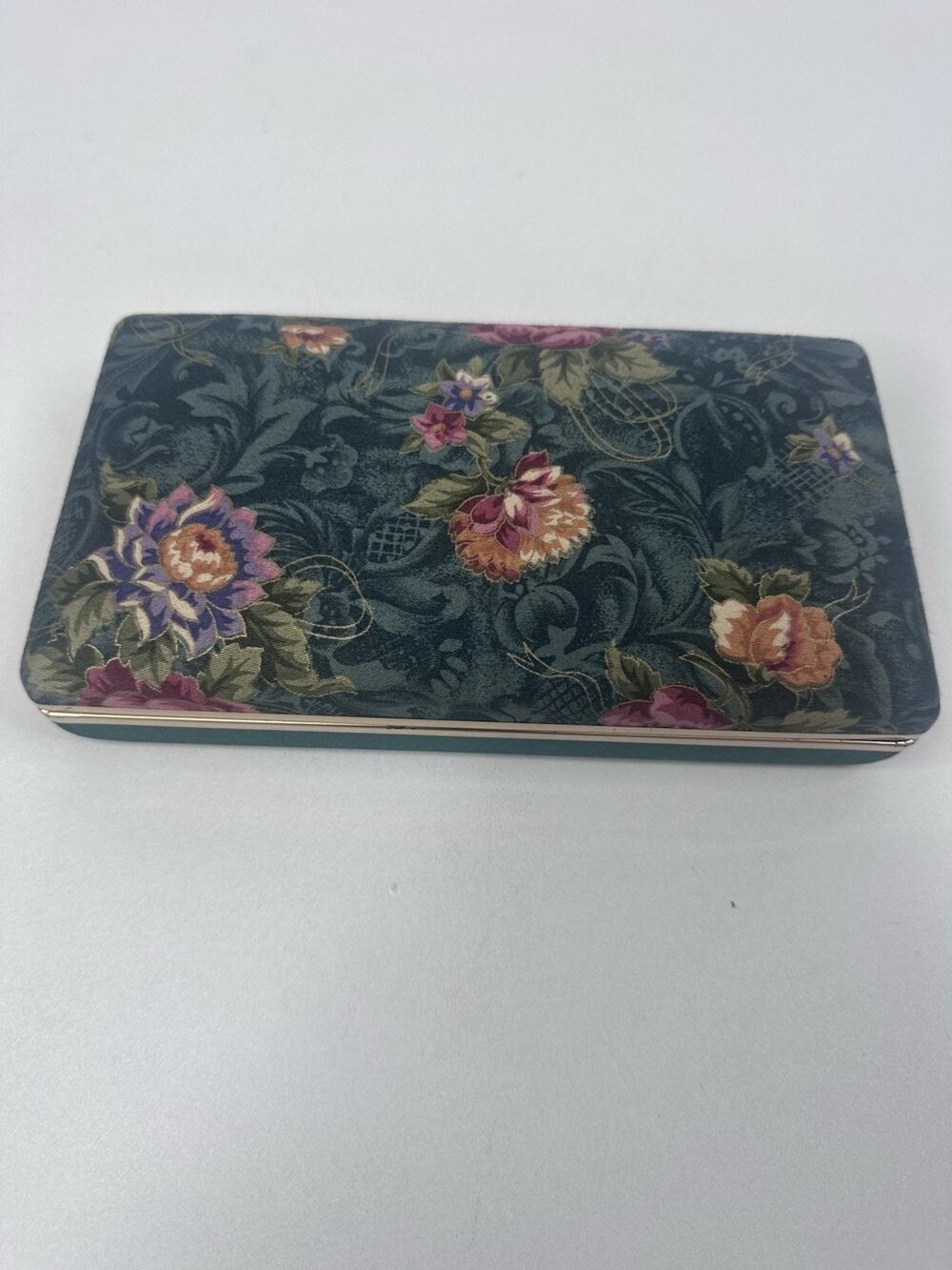 Vintage Floral Print Clam Shell Jewelry Box